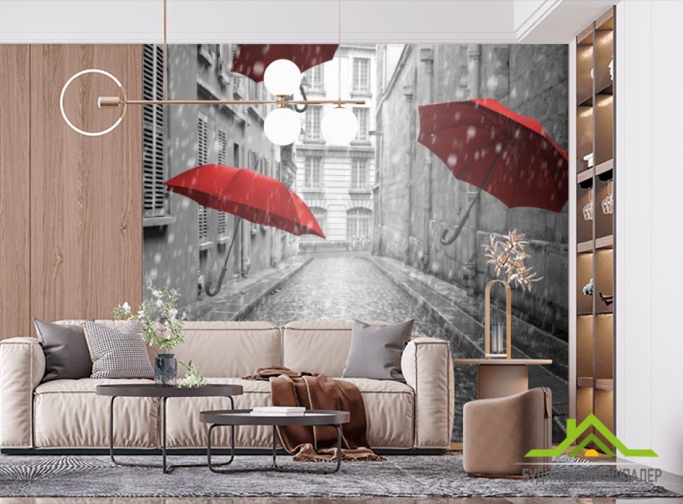 выбрать Фотообои Зонтики в Париже Фотообои на шкаф купе на стену