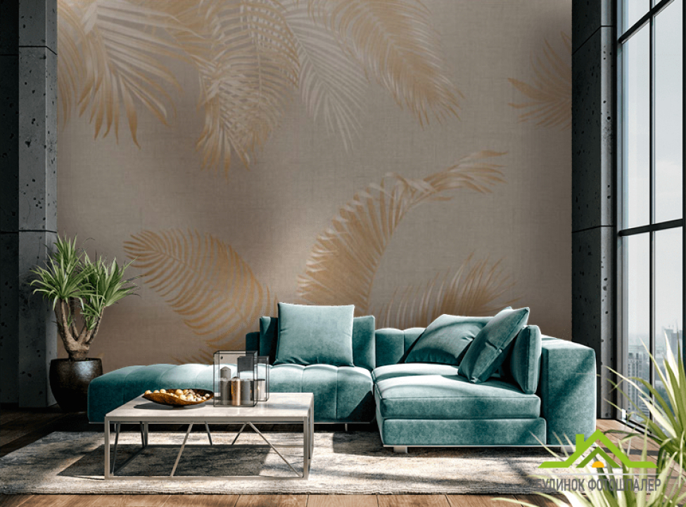 выбрать Фотообои Золотые листья Фотообои тропические листья на стену