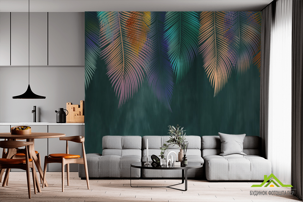 Фотошпалери листя в сірих відтінках