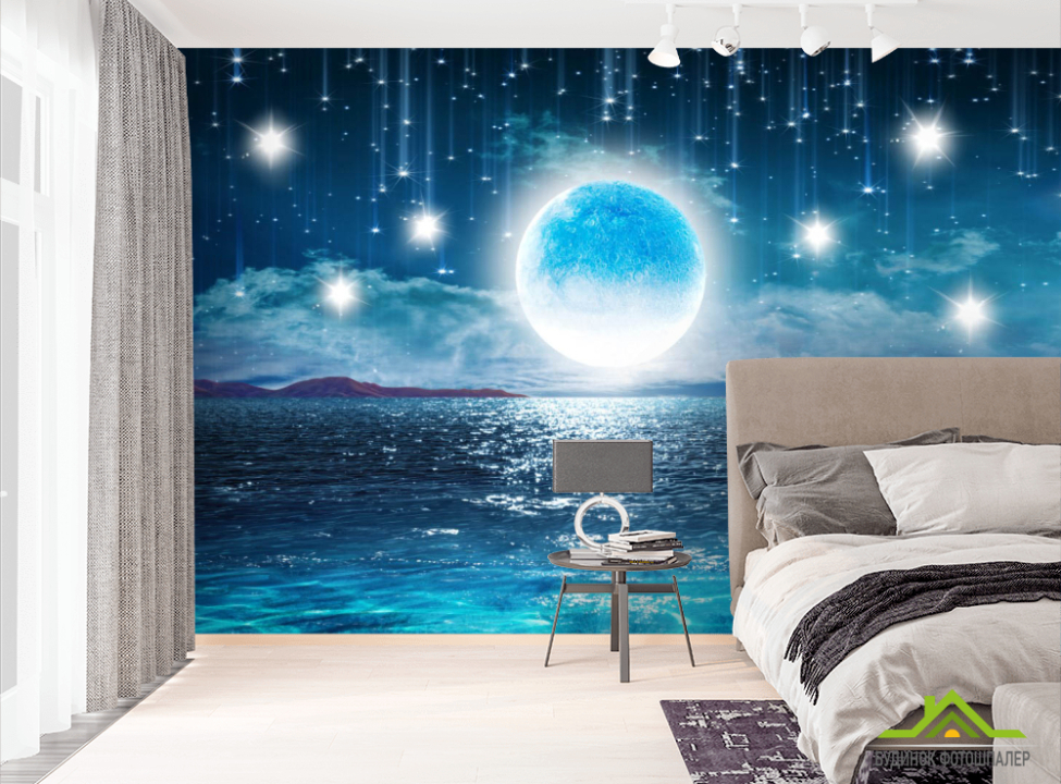 выбрать Фотошпалери 3д космос над морем Фотошпалери Космос на стіну