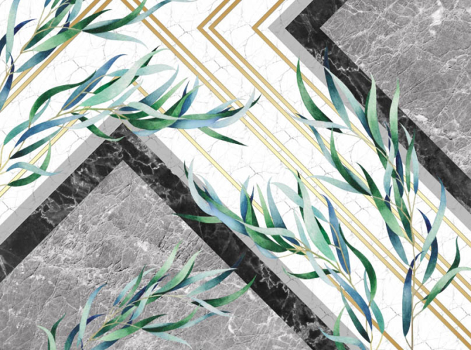 Фотообои Мраморный фон с листьями