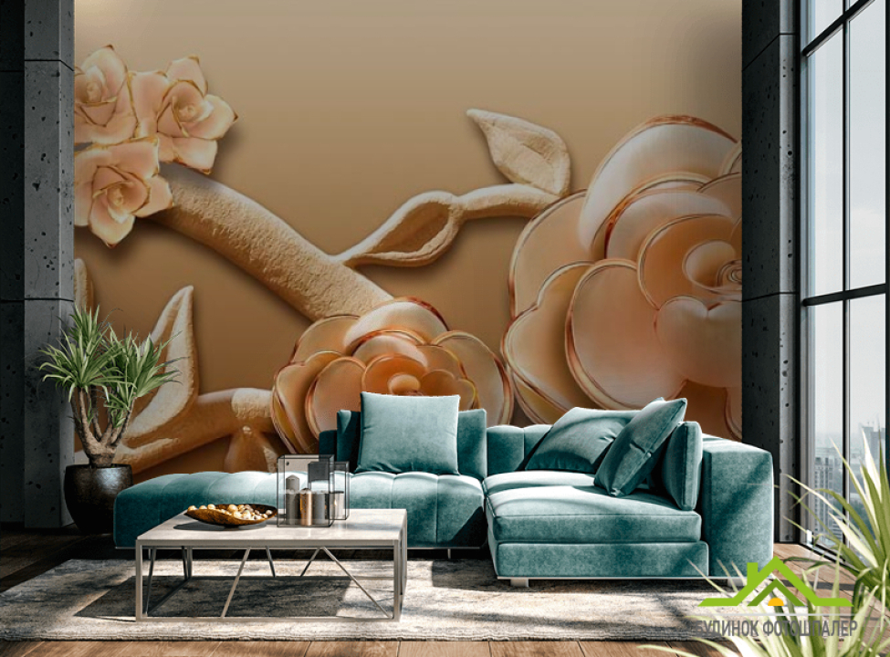 выбрать Фотошпалери Об'ємні 3d квіти Фотошпалери 3Д барельєф на стіну