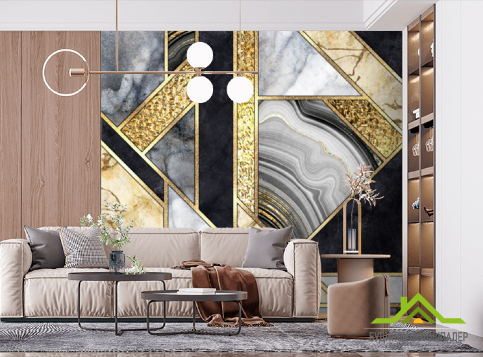 выбрать Фотошпалери сірий мармур з золотом Фотошпалери Мармур на стіну