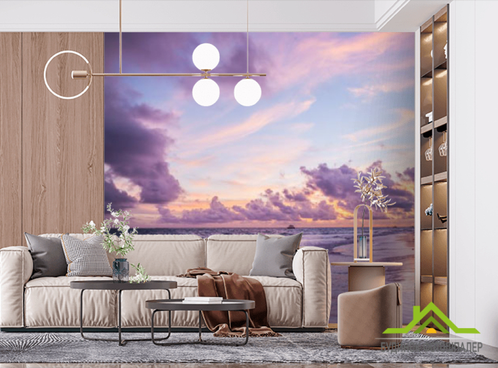 выбрать Фотообои Фиолетовый закат у моря Фотообои Природа на стену