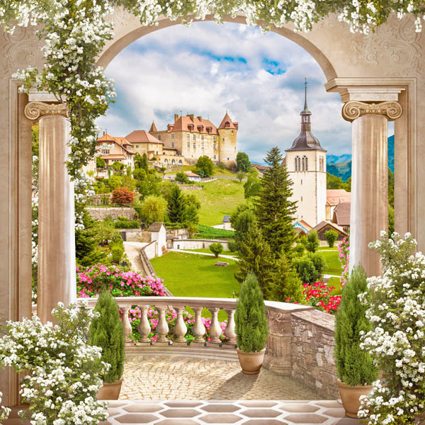 Фотошпалери Арка з тосканським видом