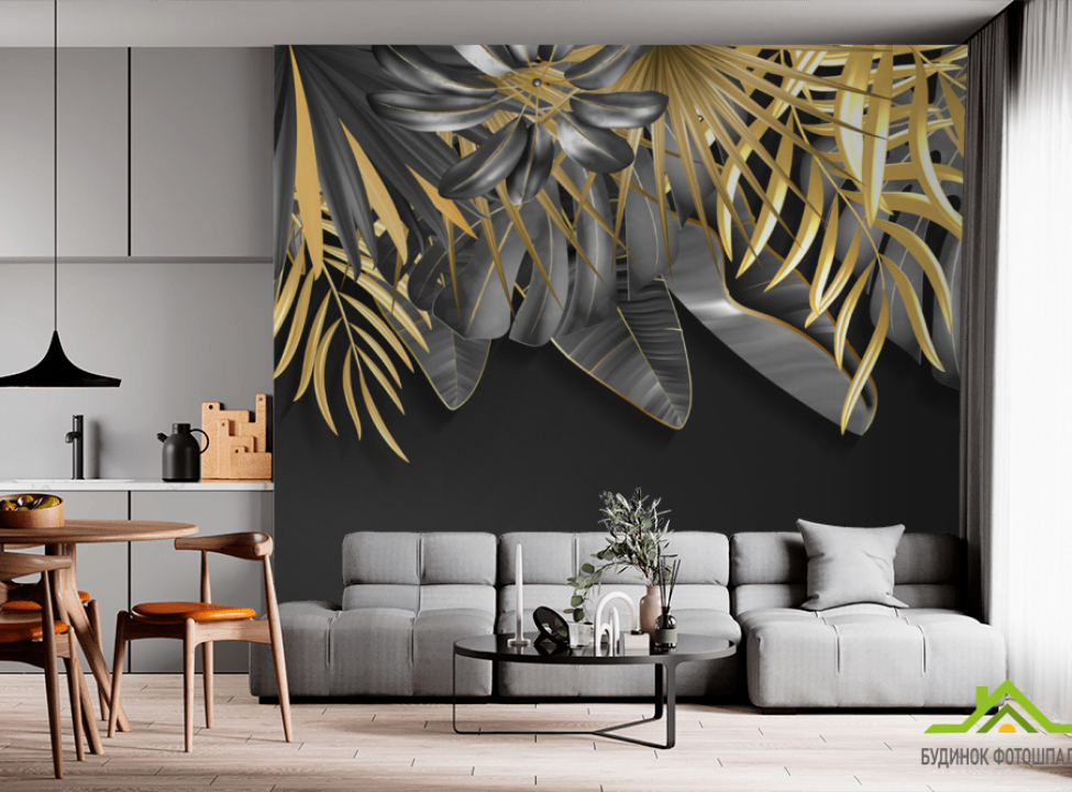 выбрать Фотообои золотые листья Фотообои с золочением на стену