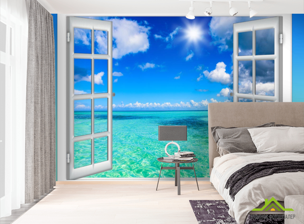 выбрать Фотошпалери Вид на море з вікна Фотошпалери Вид з вікна на стіну