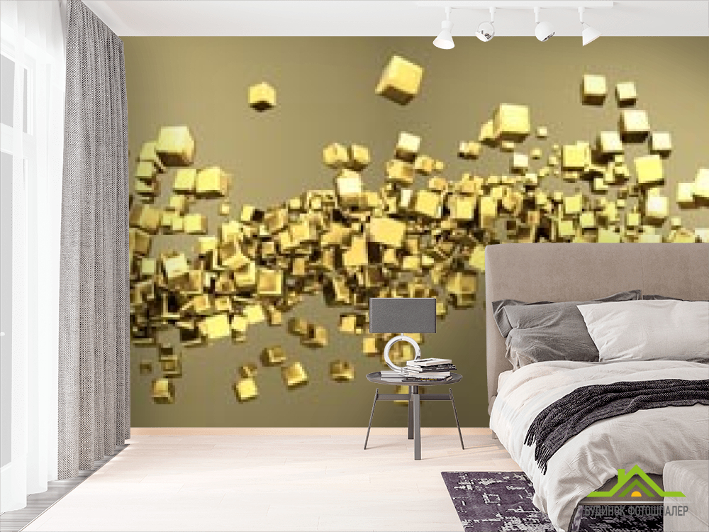 Фотошпалери Золоті 3d квадратики