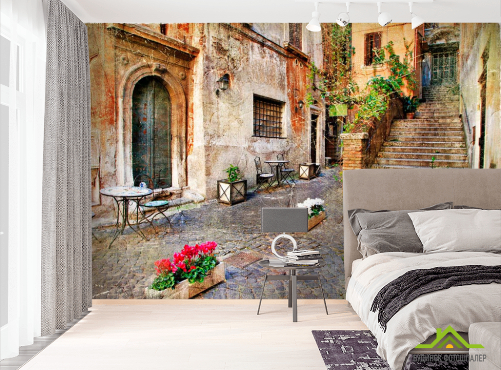 выбрать Фотошпалери Старий дворик з сходинками Фотошпалери Вулиці на стіну