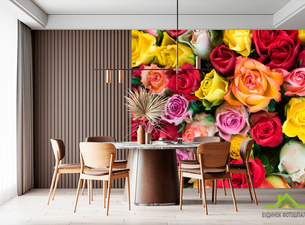 выбрать Фотошпалери Різнокольорові троянди Фотошпалери Троянди на стіну