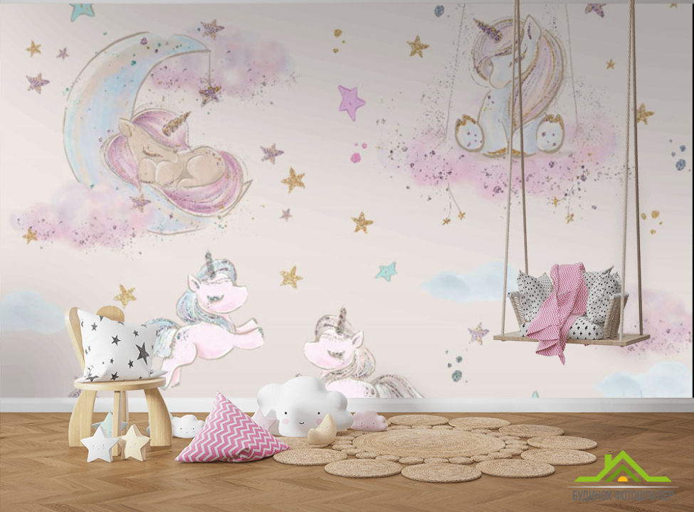 выбрать Фотообои Единорожки розовые для девочки Фотообои Little kids на стену