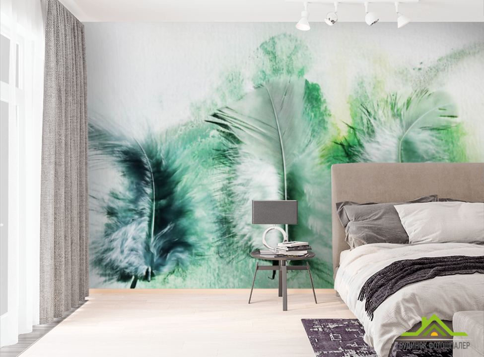 выбрать Фотошпалери зелені пір'я Фотошпалери пір'я на стіну