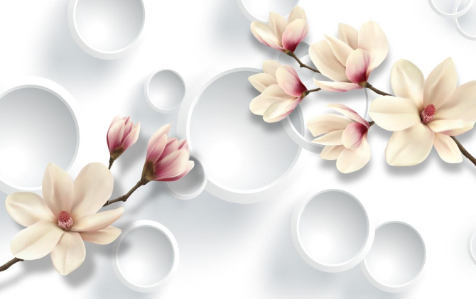 Фотошпалери Магнолія і 3д кола