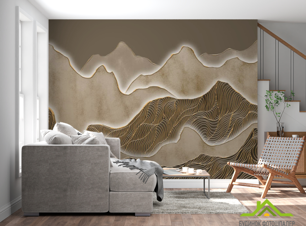 выбрать Фотообои Золотые абстрактные горы Фотообои Абстракция на стену