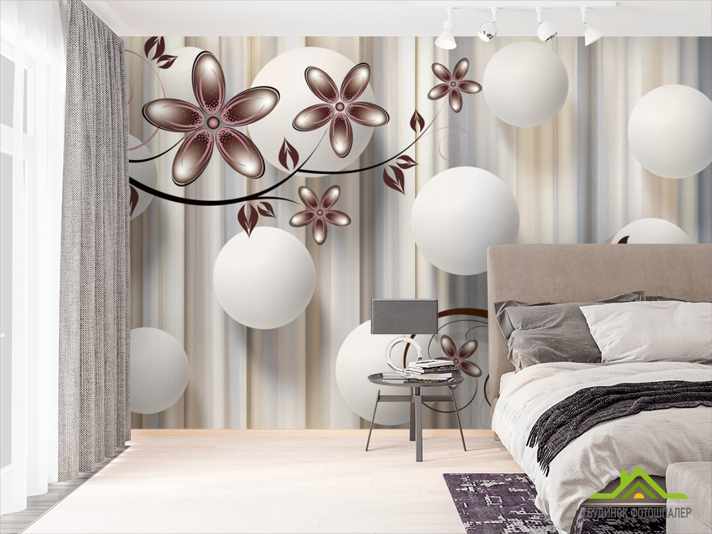 Фотообои  Цветы на коричневом фоне