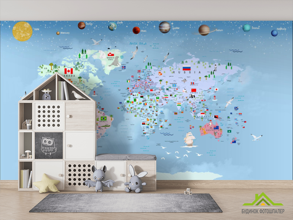 Фотошпалери дитяча карта світу