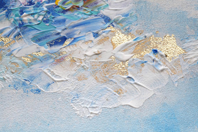 Фотообои Голубые мазки с золотом