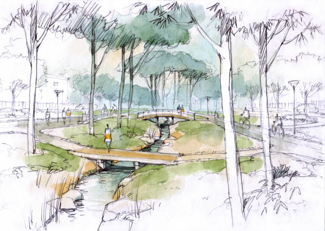 Фотообои Акварельный парк