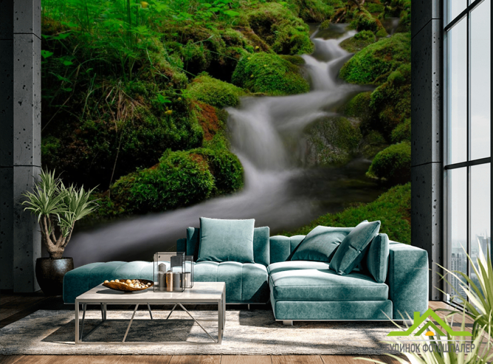 выбрать Фотошпалери Струмок, змійка, мох Фотошпалери Водоспад на стіну