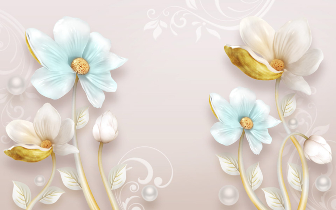 Цветы барельеф с узорами