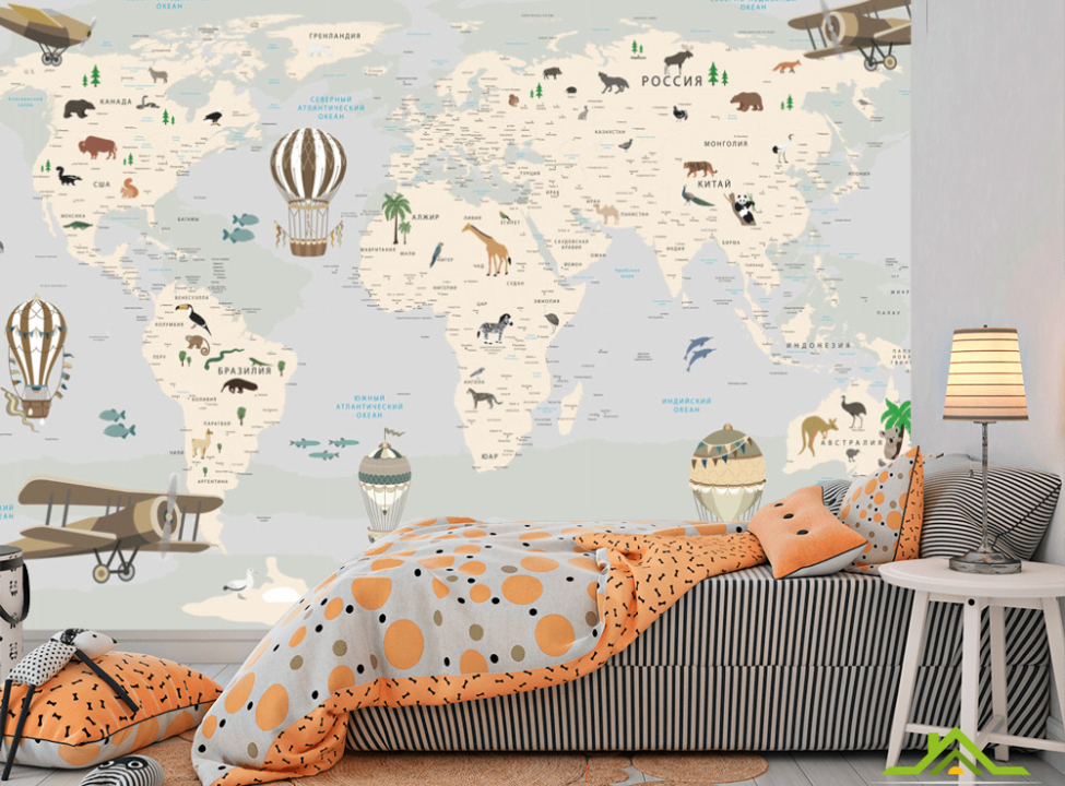 выбрать Шпалери в дитячу Карта Фотошпалери Розвиваючі карти на стіну