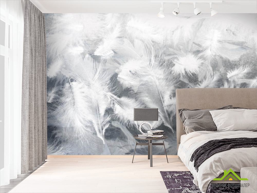Фотошпалери повітряні білі пір'я