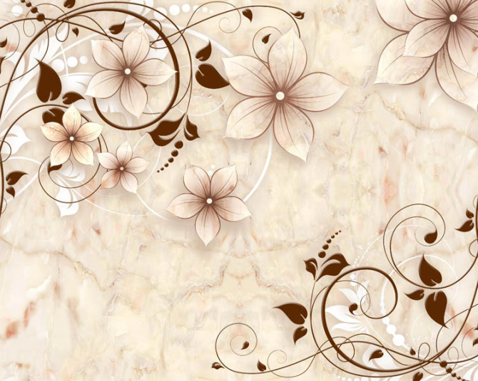 Фотошпалери квіти на тлі мармуру