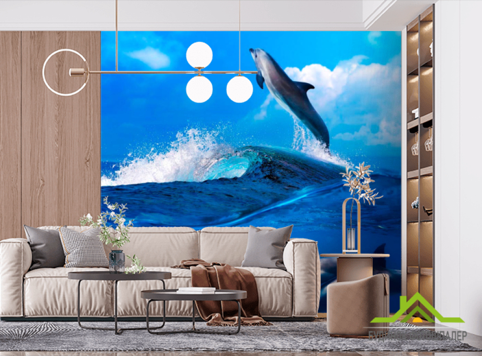 выбрать Фотообои Дельфины на волнах Фотообои Дельфины на стену