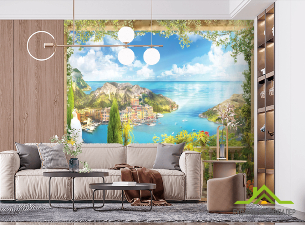 выбрать Фотошпалери Вид з балкона на море Фотошпалери Фрески на стіну