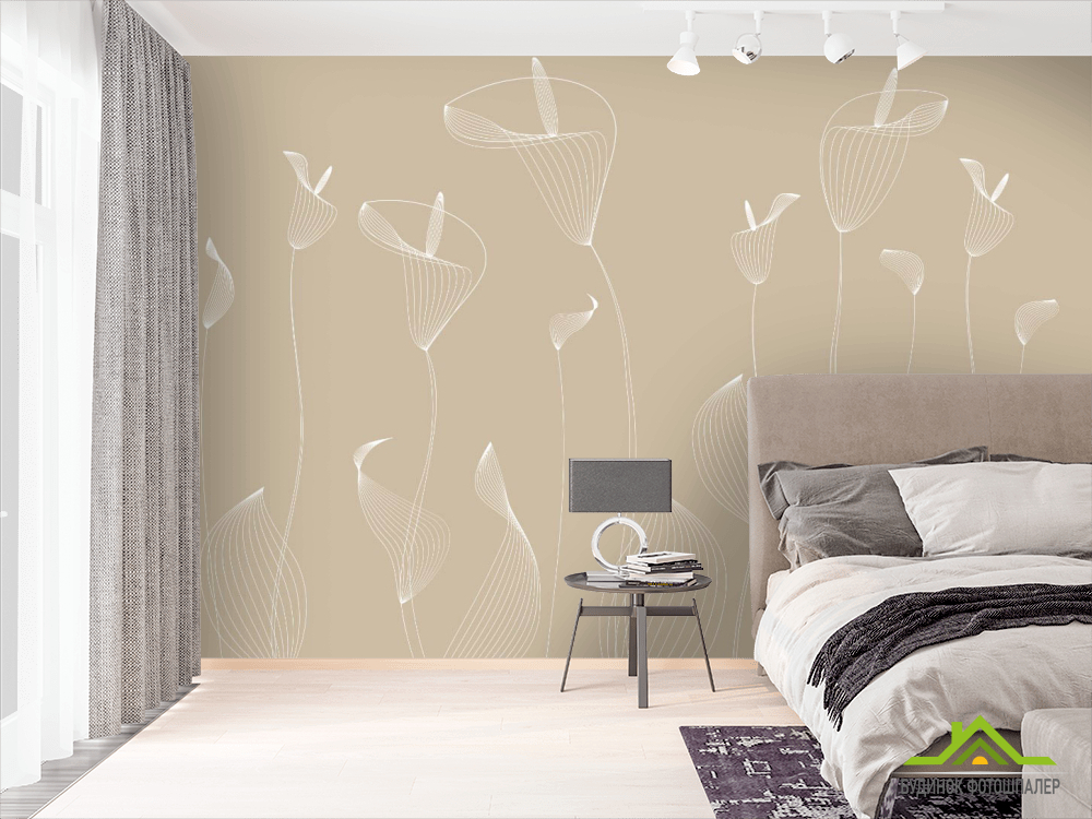 Фотообои Изящные лотосы бежевые