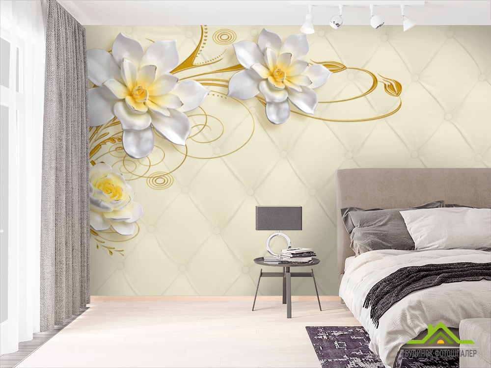 Фотошпалери Керамічні квіти на тлі шкіри