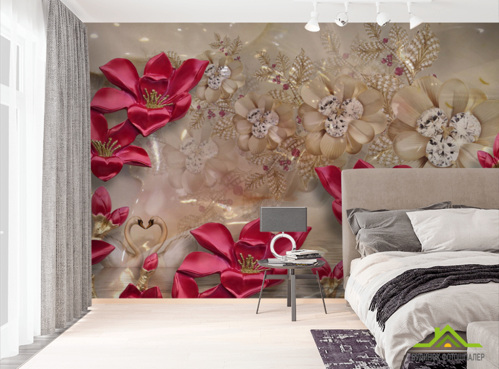 выбрать Фотошпалери Бордові квіти 3д Фотошпалери квіти 3d на стіну