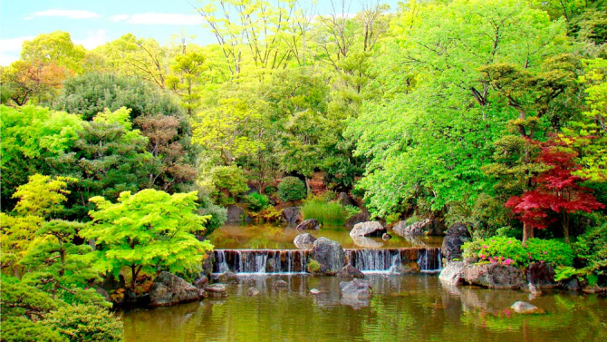 Фотообои Водопад, озеро