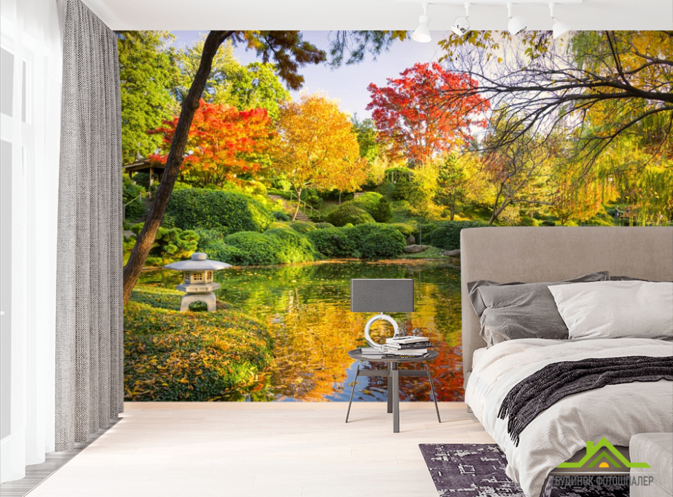 выбрать Фотошпалери осінній ліс над озером Фотошпалери Природа на стіну