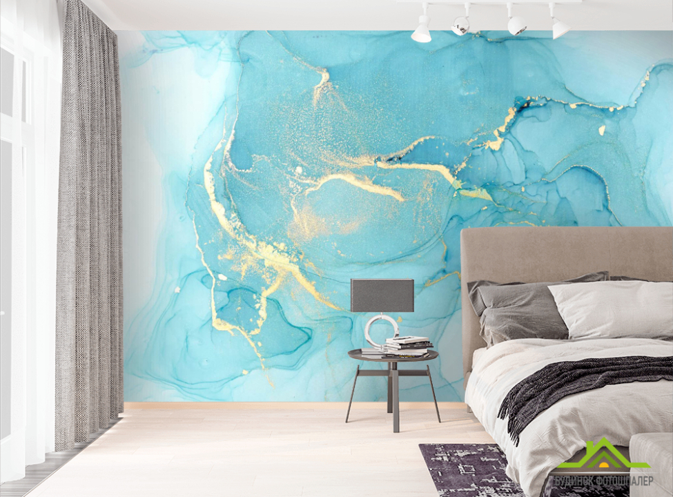 выбрать Фотошпалери Світло-блакитний флюїд Фотошпалери Fluid art на стіну