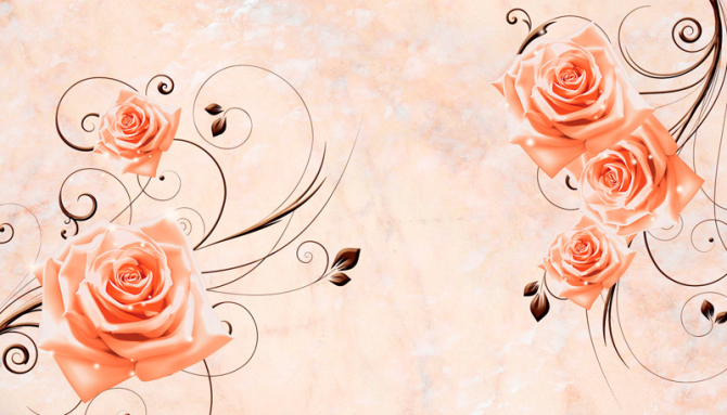 Фотошпалери 3D троянди на тлі ніжному