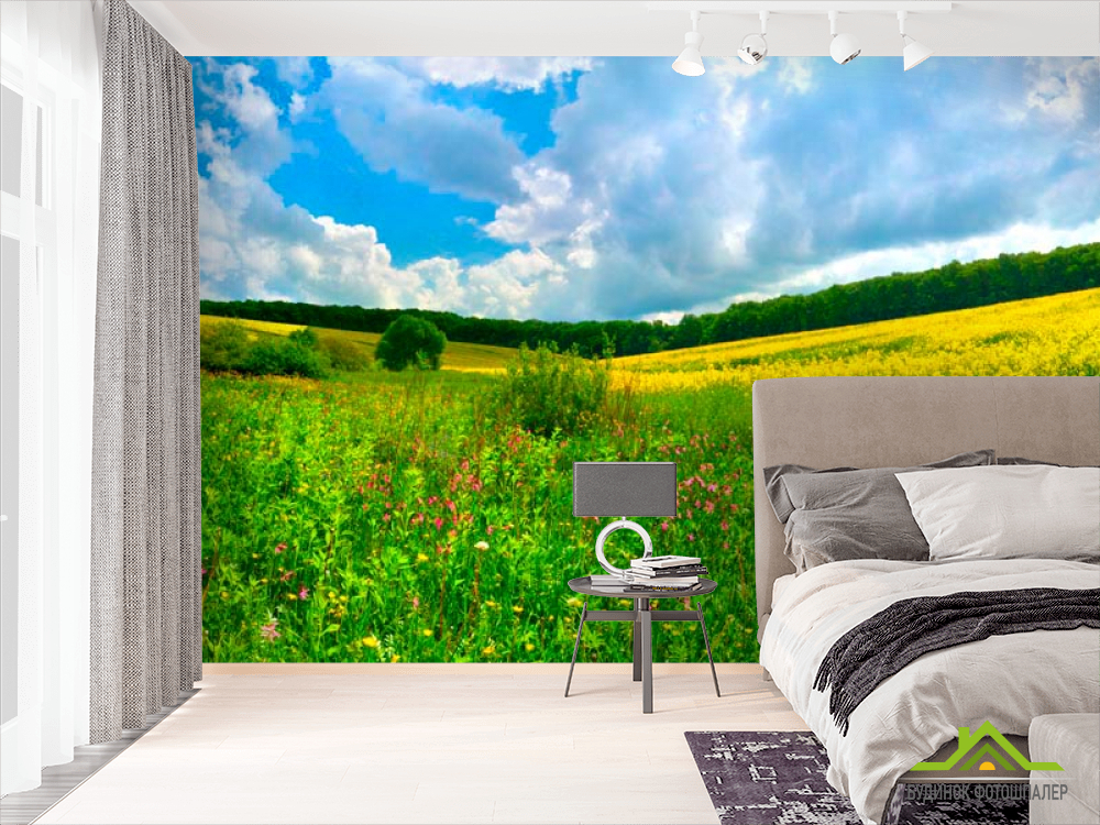 Фотошпалери Хмари, луг