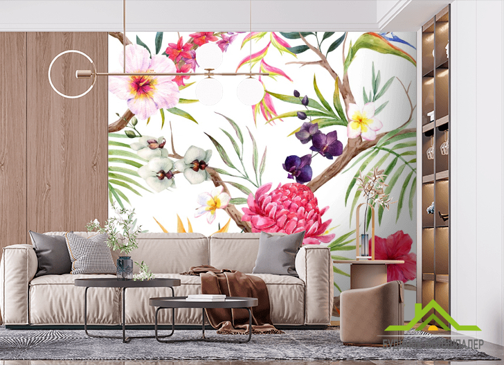 Фотошпалери малюнок листочки і квіточки