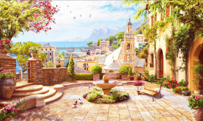 Фотообои Фреска старый город