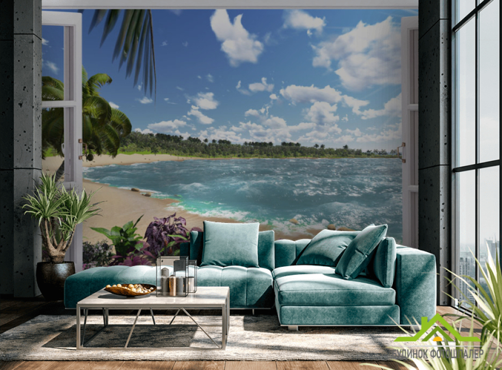 выбрать Фотошпалери Вид з вікна на море Фотошпалери Вид з вікна на стіну