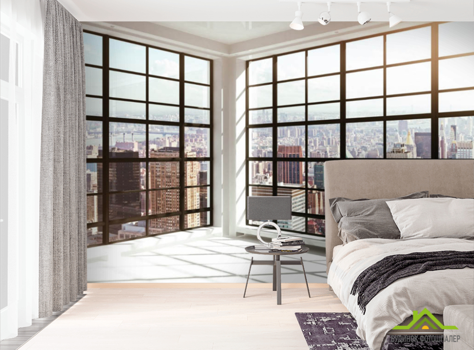 выбрать Фотообои Вид на современный город Фотообои Вид из окна на стену