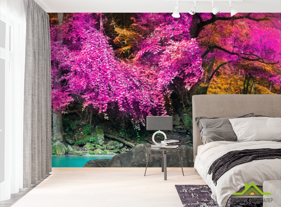 выбрать Фотошпалери Рожевий ліс Фотошпалери Рожеві дерева на стіну