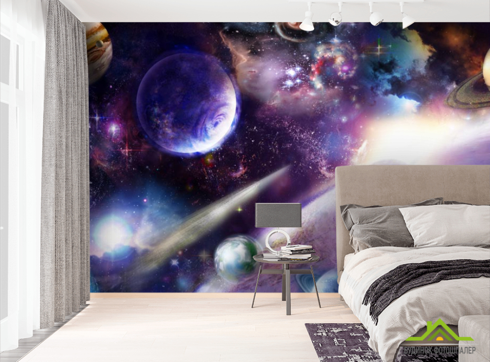 выбрать Фотошпалери яскравий космос з планетами Фотошпалери Космос на стіну