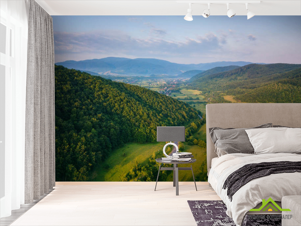 Фотошпалери вид на гори, ліс