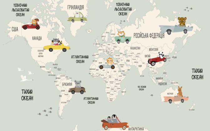 Фотошпалери Карта з машинками англійською