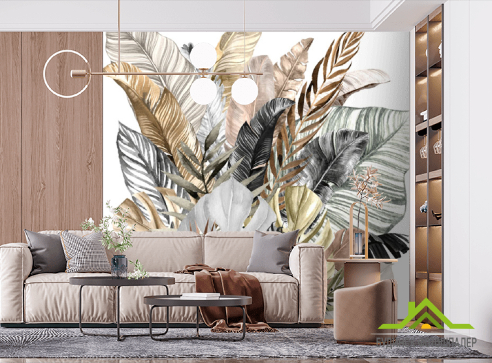 выбрать Фотошпалери Бананові золоті листя Фотошпалери тропічні листя на стіну