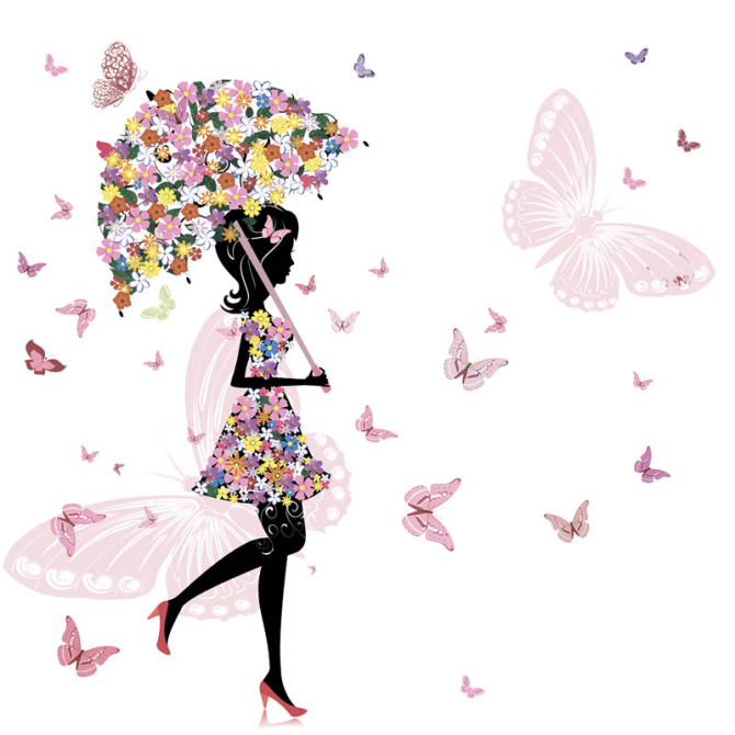 Фотообои Фея под цветочным зонтом