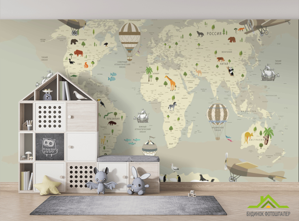 выбрать Шпалери в дитячу Карта Фотошпалери Розвиваючі карти на стіну