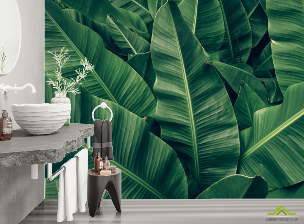 выбрать Фотообои Зелёные банановые листья Фотообои в ванную на стену