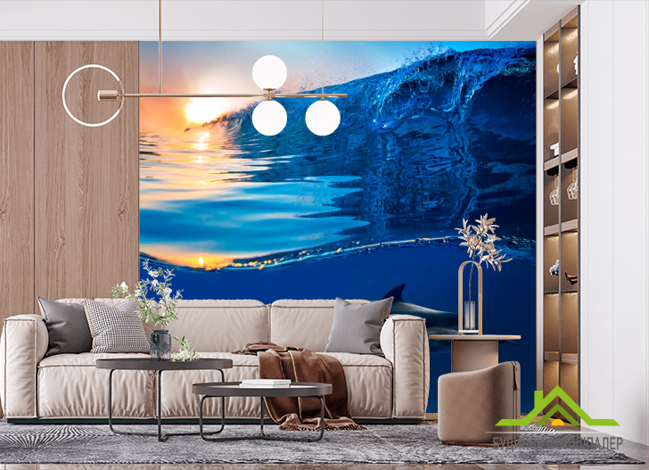 Фотошпалери Дельфіни і море